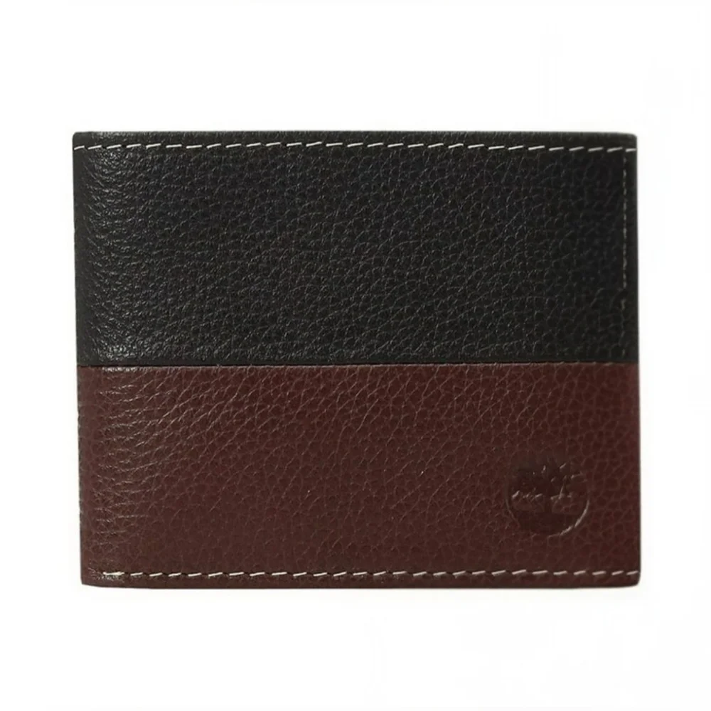Timberland Black & Brown Mens Genuine Leather Bifold Wallet